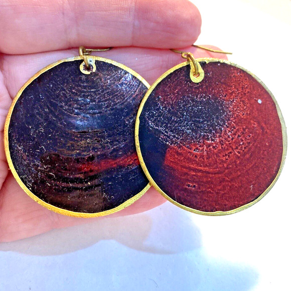 Vintage Pierced Earrings Beachy Casual Drop & Dangle Brown Translucent Shell - Picture 6 of 8